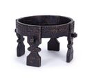 Amaya - Table Basse Ronde En Bois Noir Sculpté  D50