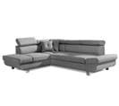 Canapé Angle Gauche Convertible 5 Places Lisbona En Tissu Gris Clair