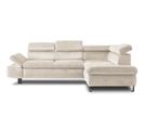 Canapé Angle Droit Convertible 5 Places Nairobi En Velours Beige