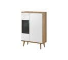 Ava - Buffet Haut - Bois Et Blanc - 90 Cm - Style Scandinave