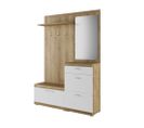 Thea - Meuble D'entrée - Bois Et Blanc - 135 Cm - Style Scandinave