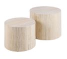 Pueblo - Lot De Deux Tables Basses Rondes - Effet Travertin - 58 Et 50 Cm