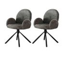 Narla - Lot De Deux Fauteuils Rotatifs - En Tissu Bouclette Gris