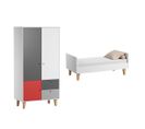 Lit Évolutif 70x140 Et Armoire 2 Portes Concept - Rouge