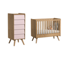 Lit Bébé 60x120 Et Chiffonnier Vintage - Bois Rose