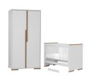 Lit Bébé 60x120 Et Armoire 2 Portes Snap - Blanc Et Bois