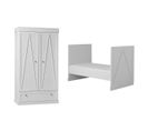 Lit Évolutif 70x140 Et Armoire 2 Portes Marie - Blanc