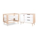 Lit Bébé 60x120 Et Commode à Langer Sofie - Hêtre Et Blanc