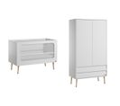 Lit Bébé 60x120 Et Armoire 2 Portes Bosque - Blanc