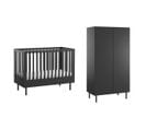 Lit Bébé 60x120 Et Armoire 2 Portes Cute - Noir