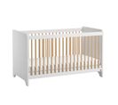 Lit Bébé 60x120 Leaf - Blanc Et Bois