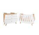 Lit Bébé 60x120 Et Commode Avec Plan à Langer Trapèze - Blanc Et Bois