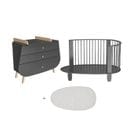 Lit Évolutif 70x140 Et Commode Avec Plan à Langer Oeuf - Gris Anthracite