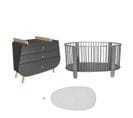 Lit Bébé 60x120 Et Commode Avec Plan à Langer Cocon - Gris Anthracite