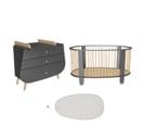 Lit Bébé 60x120 Et Commode Avec Plan à Langer Cocon - Gris Anthracite Et Bois