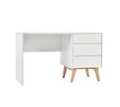 Bureau 3 Tiroirs Swing - Blanc Et Bois