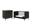 Lit Évolutif 70x140 Et Commode 3 Tiroirs Cloe - Noir Mat