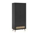 Armoire 2 Portes 1 Tiroir Canne - Noir