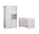 Lit Bébé 60x120 Et Armoire 3 Portes Happy - Blanc Et Bois