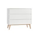 Commode 3 Tiroirs Swing - Blanc Et Bois