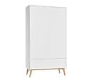 Armoire 2 Portes 1 Tiroir Swing - Blanc Et Bois