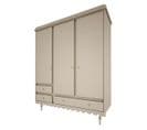 Armoire 3 Portes 3 Tiroirs Babushka - Olive