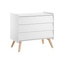 Commode 3 Tiroirs Vintage - Blanc Et Bois