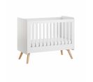 Lit Bébé 60x120 Sommier Inclus Vintage - Blanc Et Bois