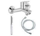 Mitigeur Bain-douche Jacob Delafon Aimé Chrome + Douchette Shift Ellipse 2 Jets + Flexible Lisse An