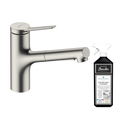 Robinet De Cuisine Avec Douchette Hansgrohe Zesis M33 150 Sbox 2 Jets Aspect Acier Inox