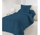 Housse De Couette Bleu Marine 140 X 200 Cm / 100% Coton / 57 Fils/cm² Pour Lit 1 Place