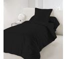 Housse De Couette Noir 140 X 200 Cm / 100% Coton / 57 Fils/cm² Pour Lit 1 Place