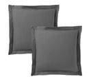 Lot De 2 Taies D'oreiller Anthracite 63 X 63 Cm Volant Plat Piqué / 100% Coton / 57 Fils/cm²