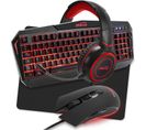 Pack Pro Gamer Redemption 5 Pièces: Clavier, Souris Et Tapis, Casque Et Adaptateur. Azerty Et Usb