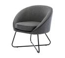 Jonas - Fauteuil Design Tissu Gris Pieds Métal Noir