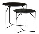 Julia-set De 2 Tables Basses Rondes Gigognes En Marbre Noir Et Métal