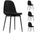 Lot de 4 Chaises Sally Velours Noir Pieds Métal Noir