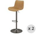 Dino-tabouret De Bar En Cuir Synthétique Camel-gris Bronze (x2)