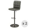 Squar-tabouret De Bar En Cuir Synthétique Anthracite-gris Bronze (x2)