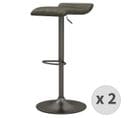 Leo-tabouret De Bar En Cuir Synthétique Anthracite-gris Bronze (x2)