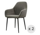 Gabin-fauteuil De Table En Velours Gris Carbone Et Métal Noir (x2)