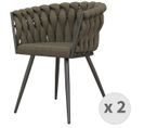 Tessa-fauteuil De Table En Tissutaupe Et Métal Noir Mat (x2)