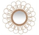 Miroir En Rotin Fleur Coloris Beige - Dim : D 56 Cm