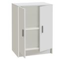 Armoire Basse En Bois De 2 Portes, Blanc - Dim : H80 X L59 X P37 Cm