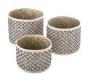 Set De 3 Paniers Ronds En Osier Motif Ethnique Noir