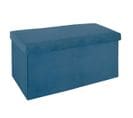 Pouf Pliant Double Bleu Foncé En Velours - L. 76,6 X L. 38 X H. 37,5 Cm