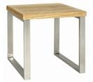 Table D'appoint En Inox Et Mdf Coloris Chêne-optique Inox - Dim : L45 X P50 X H45 Cm