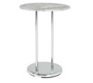 Table D'appoint Ronde En Acier Et Mdf, Coloris Chromé-optique Béton - Dim : Diam 40 X H55 Cm