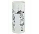 Porte Parapluies En Métal Laqué Blanc Motif Imprimé - Dim : Diam 18 X H45 Cm-