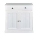 Bahut 2 Portes 2 Tiroirs En Bois Massif Laqué Blanc - Dim : L90 X H86 X P45 Cm